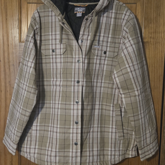NWOT Ariat Rebar Women's Flannel Hooded Jacket - Picture 2 of 7